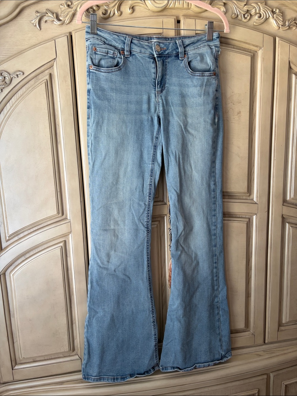 Garage Light Blue Flared Women's Jeans (low rise)